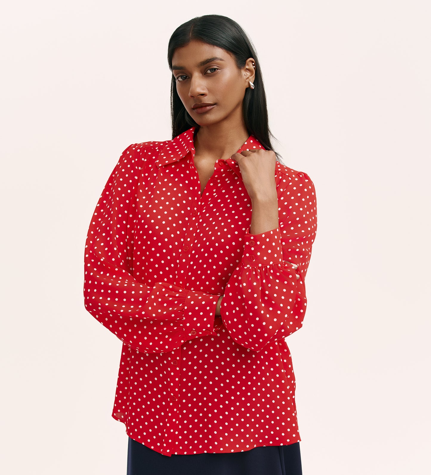 Melina Red Spot Crepe Blouse