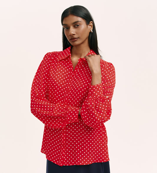 Melina Red Spot Crepe Blouse