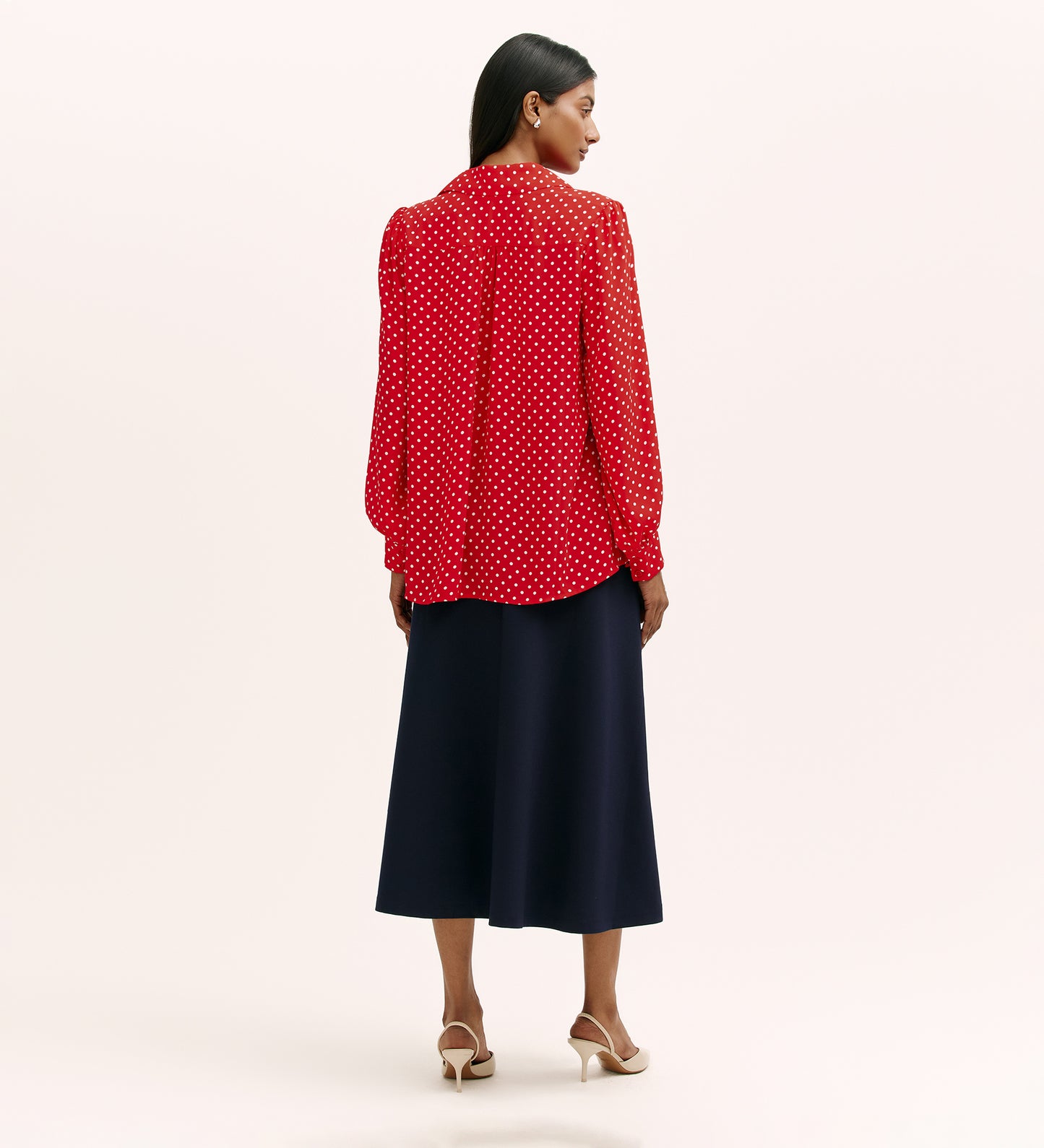 Melina Red Spot Crepe Blouse