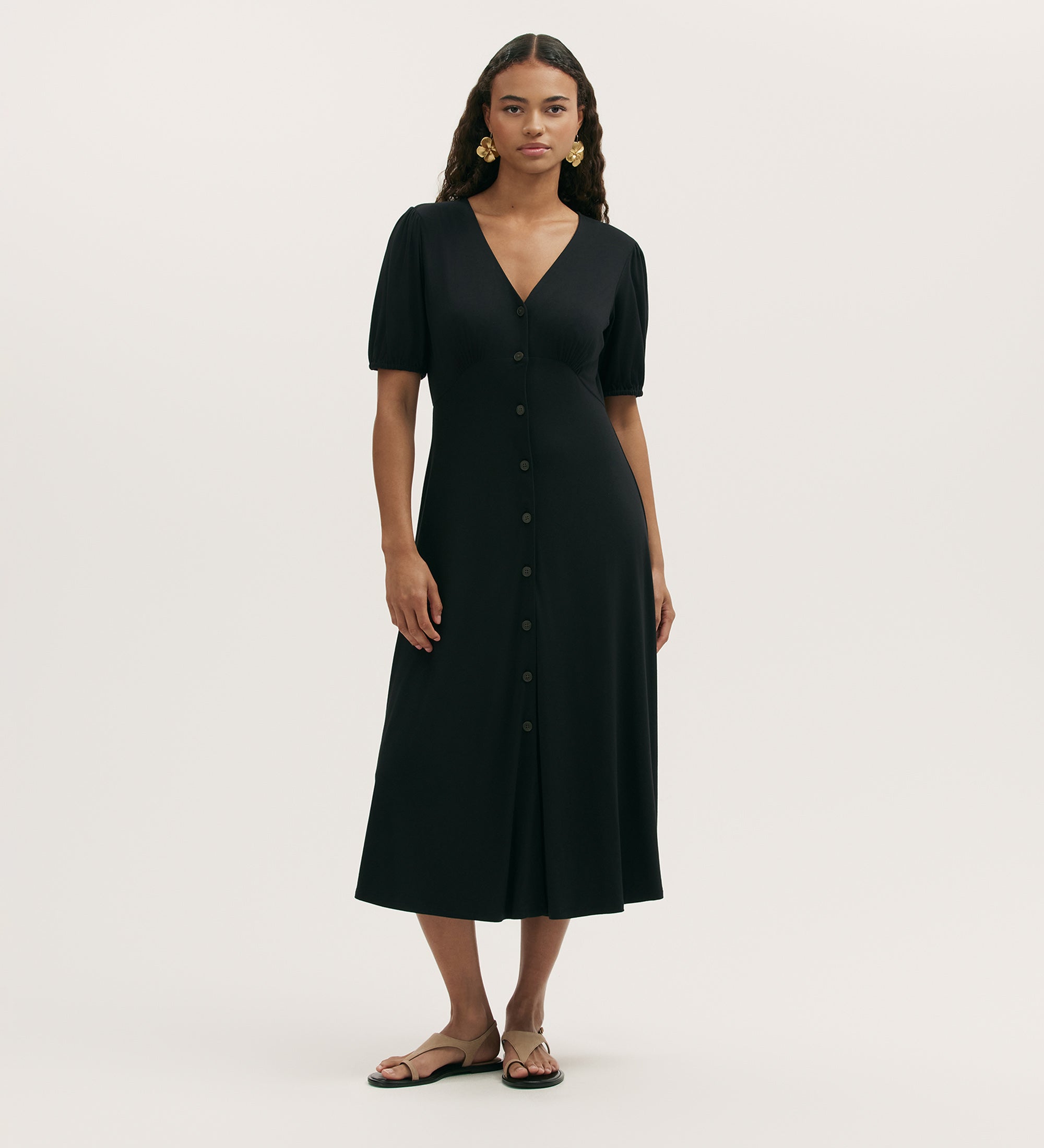 Milena Black Jersey Midi Dress – Finery London
