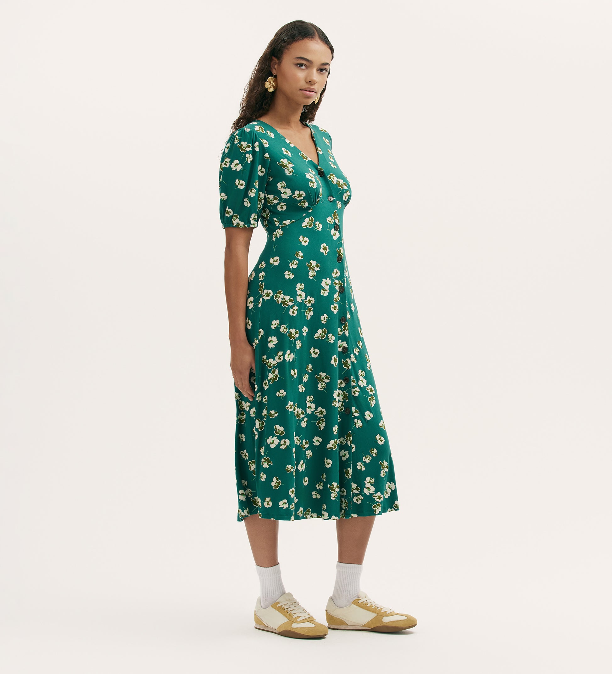 Milena Green Poppies Jersey Midi Dress Finery London Milena Green Poppies Jersey Midi Dress Finery London