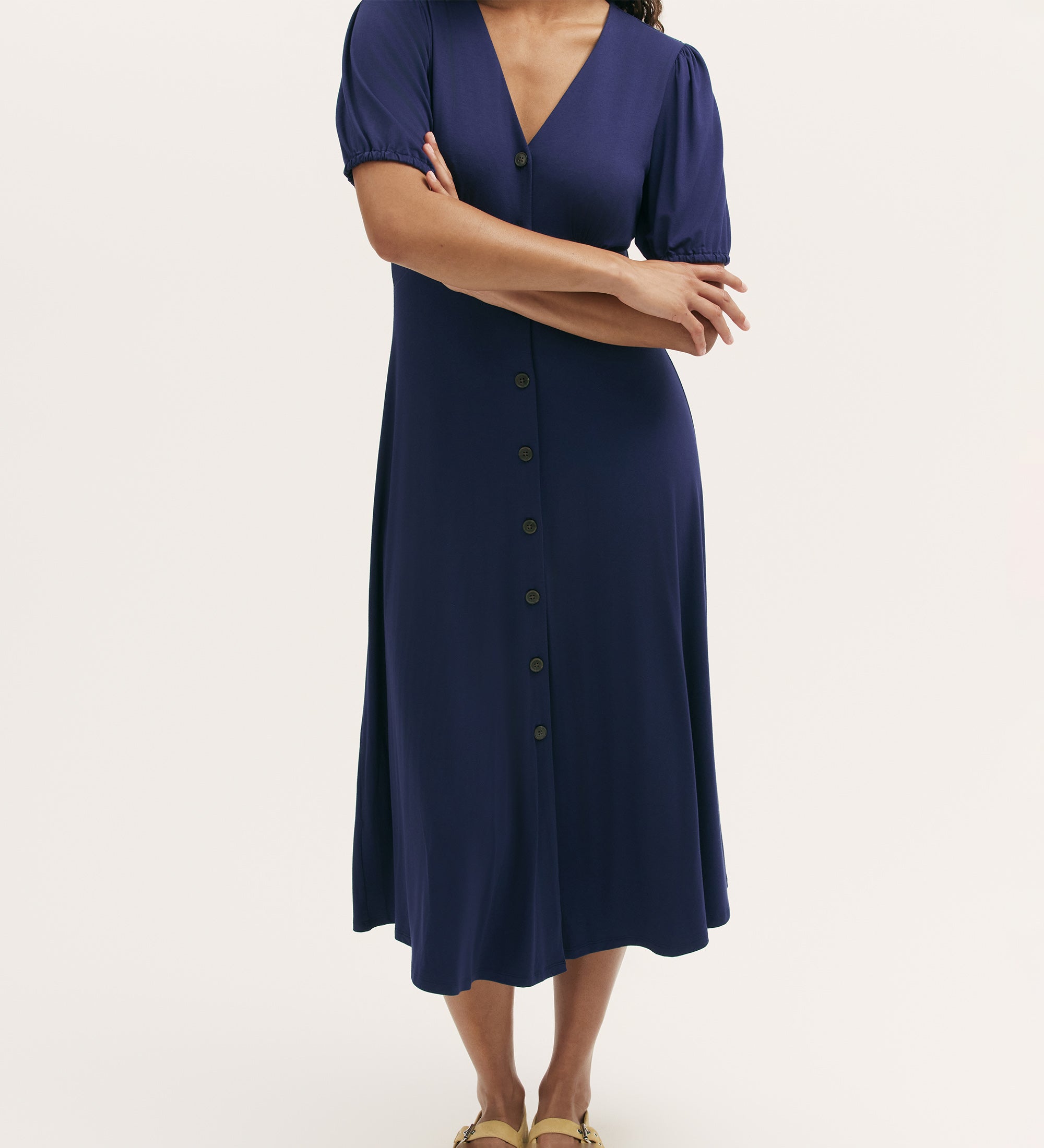 Milena Navy Jersey Midi Dress – Finery London