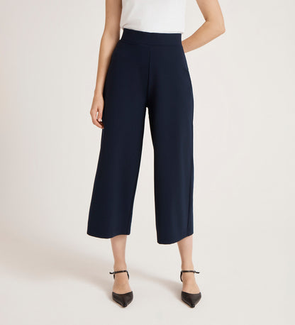 Miribel Navy Ponte Jersey Wide Leg Trousers