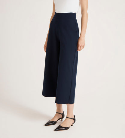 Miribel Navy Ponte Jersey Wide Leg Trousers