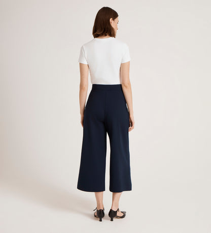 Miribel Navy Ponte Jersey Wide Leg Trousers