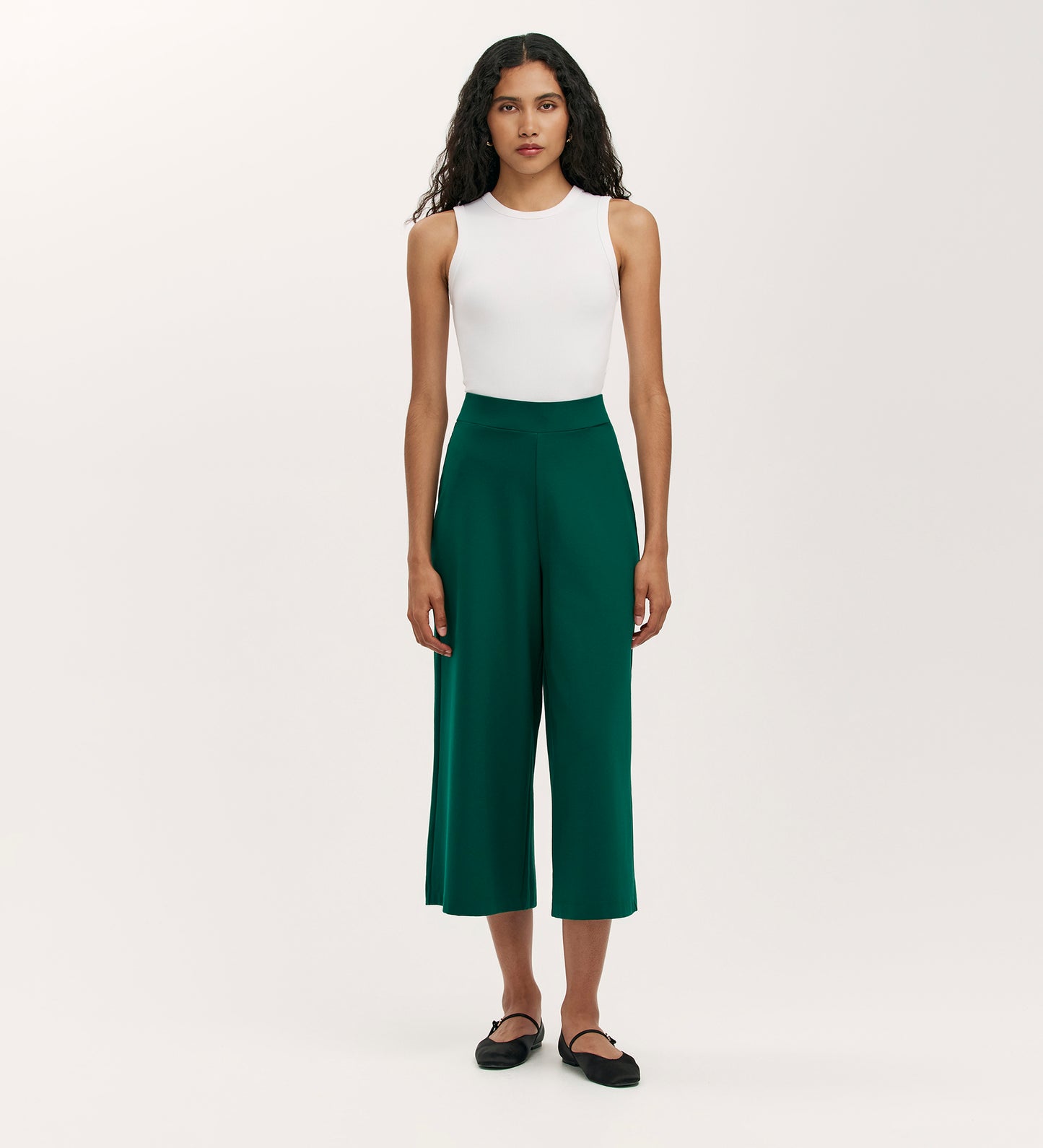 Miribel Bottle Green Ponte Jersey Wide Leg Trousers