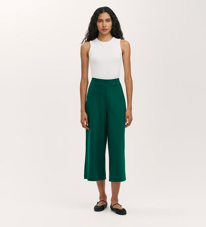 Miribel Bottle Green Ponte Jersey Wide Leg Trousers
