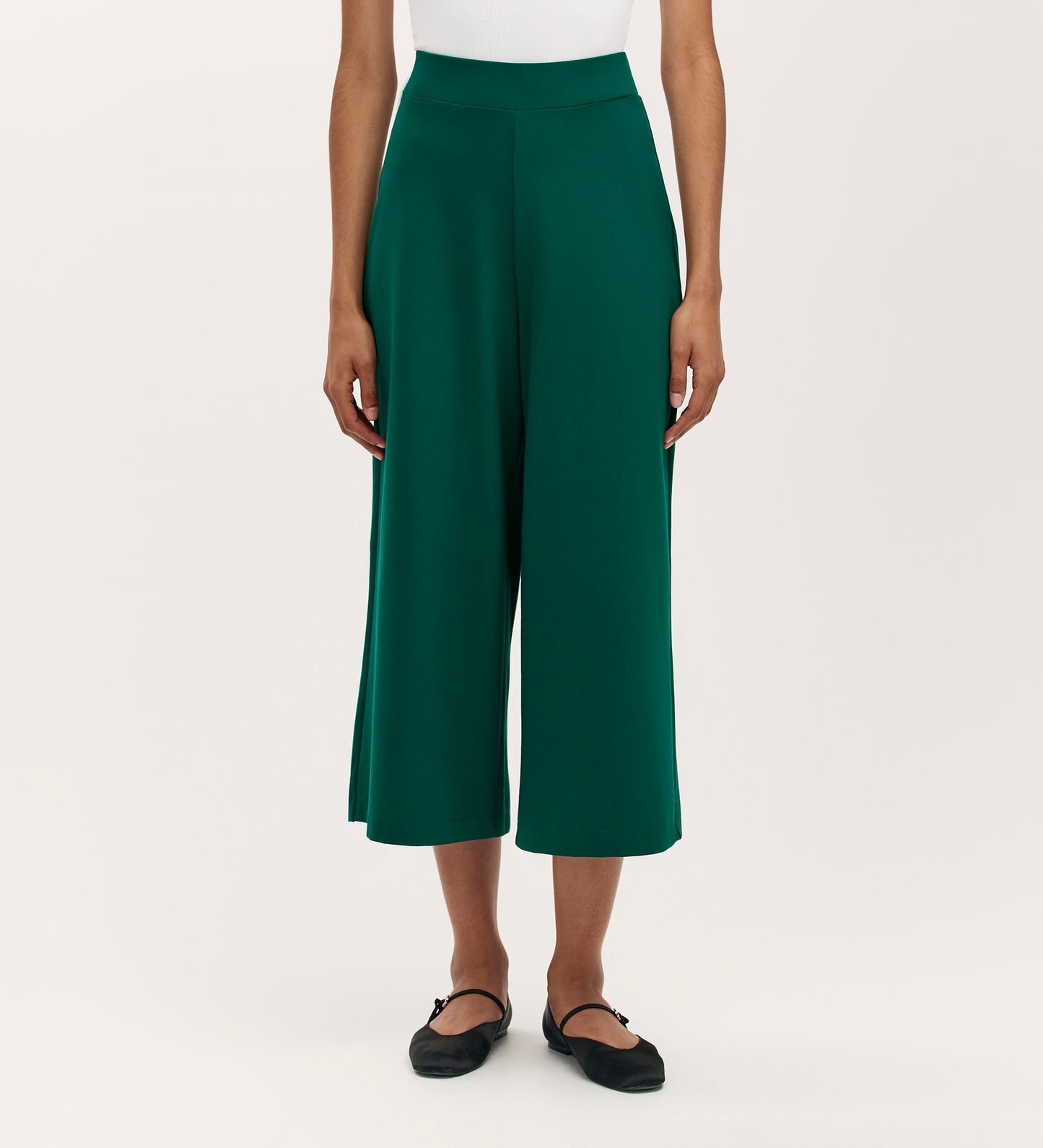Miribel Bottle Green Ponte Jersey Wide Leg Trousers