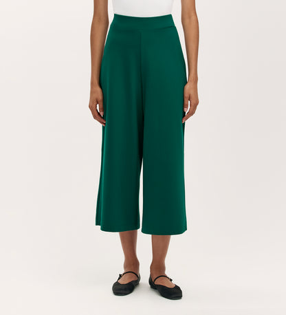 Miribel Bottle Green Ponte Jersey Wide Leg Trousers