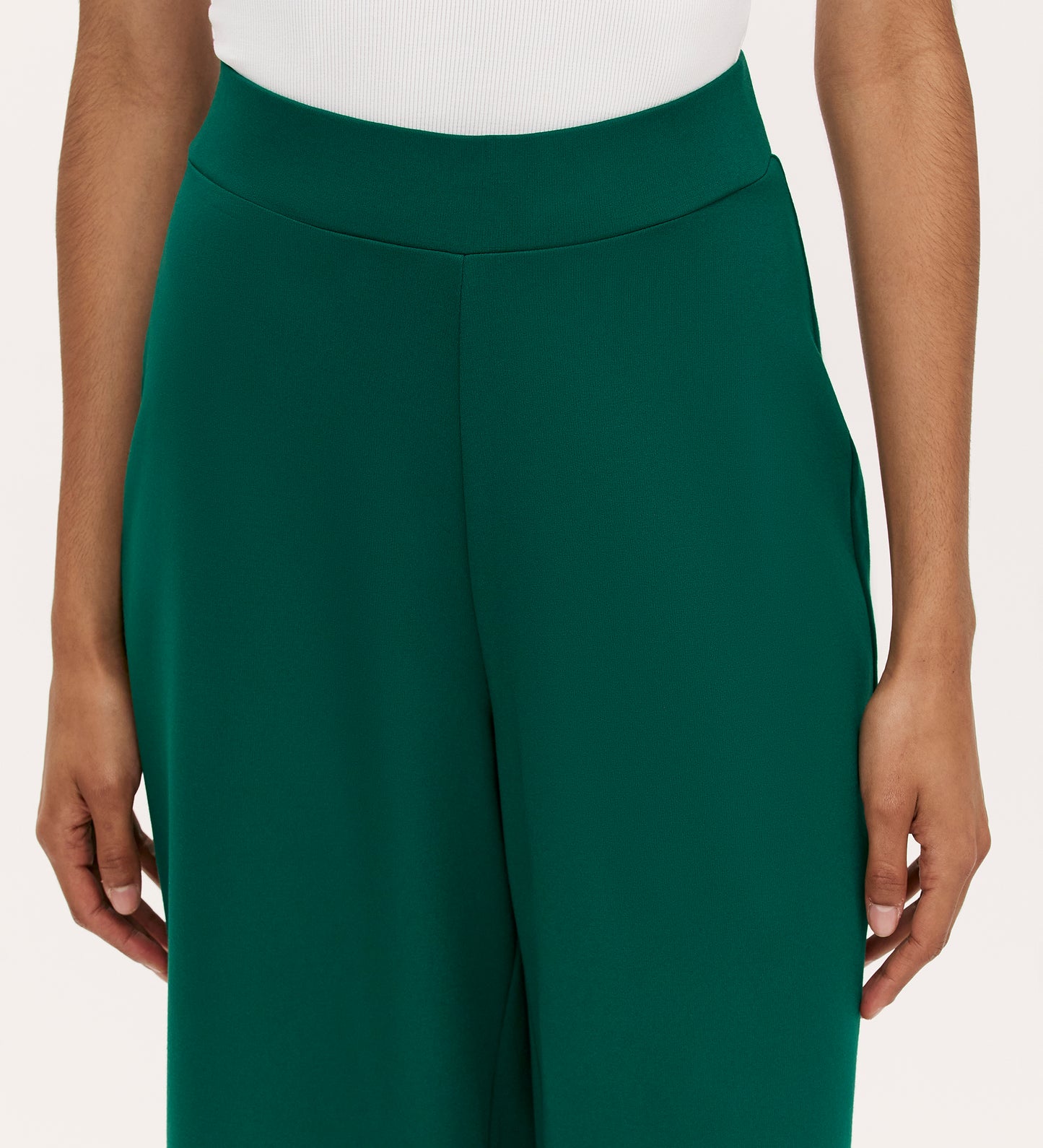 Miribel Bottle Green Ponte Jersey Wide Leg Trousers