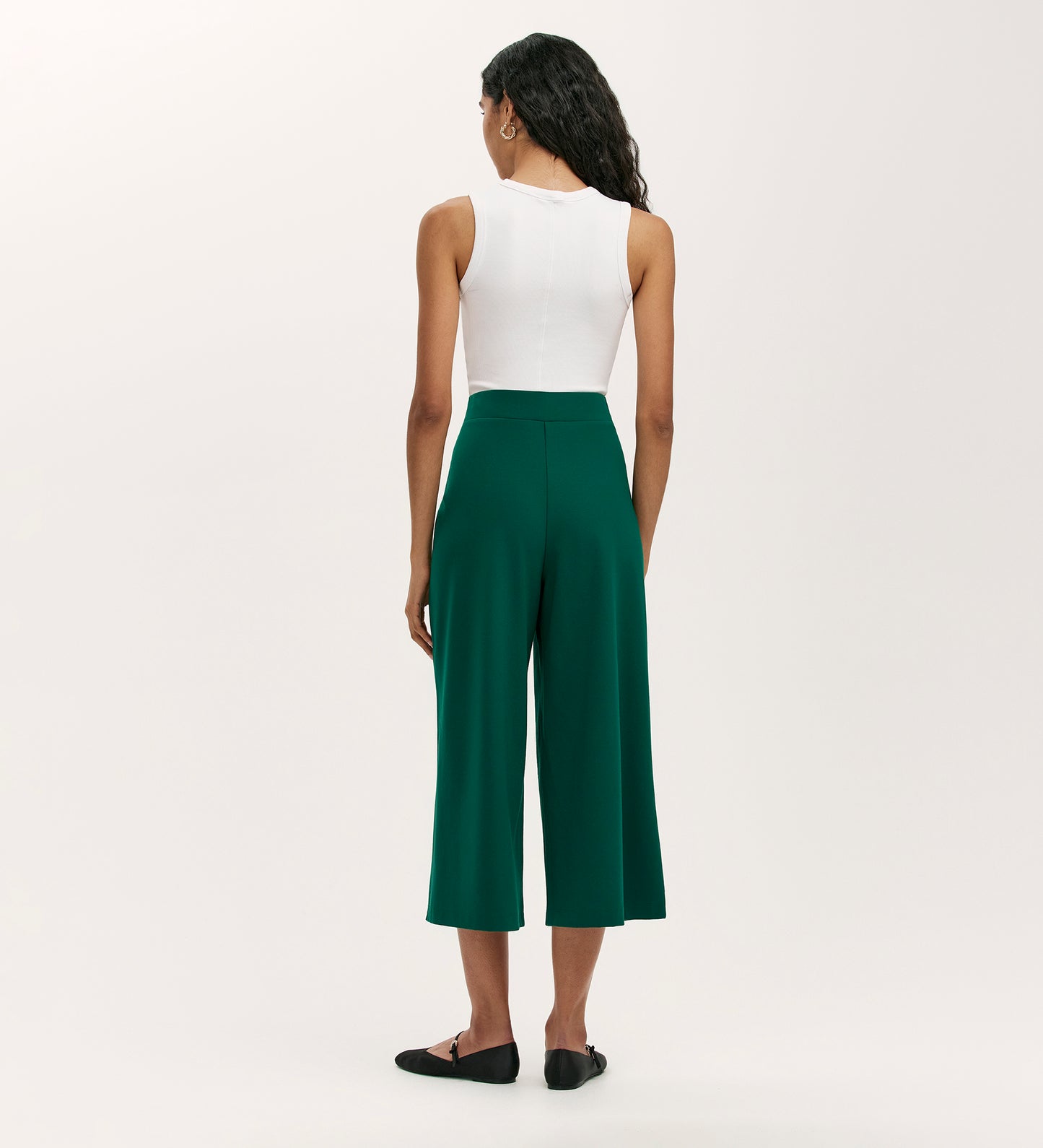 Miribel Bottle Green Ponte Jersey Wide Leg Trousers