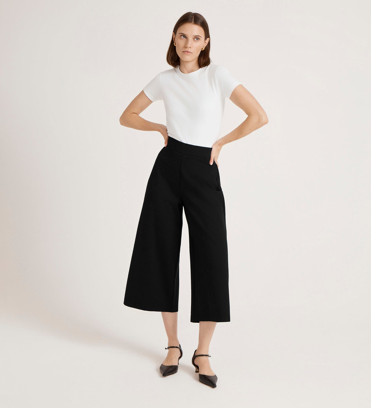 Miribel Black Ponte Jersey Wide Leg Trousers