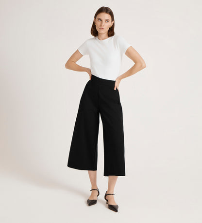 Miribel Black Ponte Jersey Wide Leg Trousers