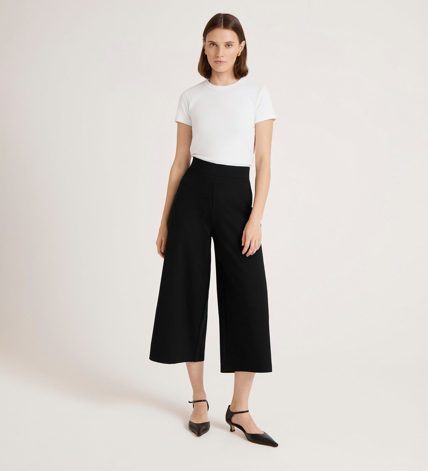 Miribel Black Ponte Jersey Wide Leg Trousers