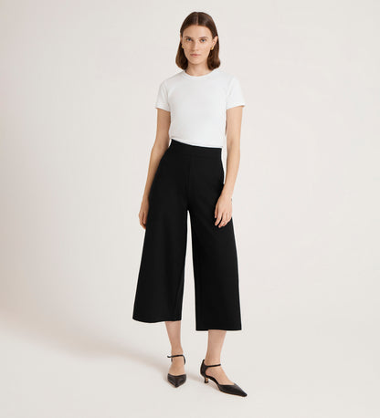 Miribel Black Ponte Jersey Wide Leg Trousers