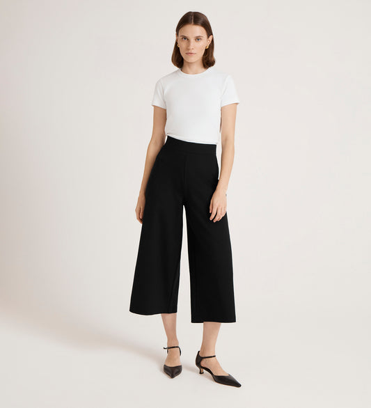 Miribel Black Ponte Jersey Wide Leg Trousers