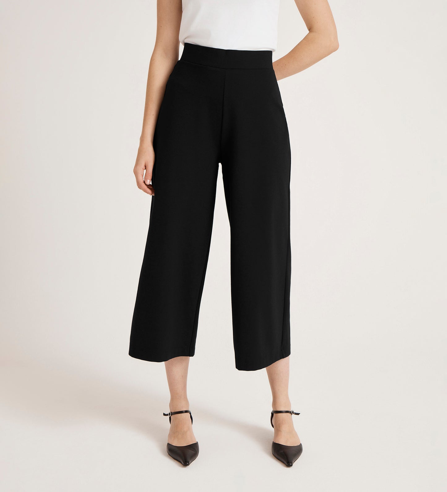 Miribel Black Ponte Jersey Wide Leg Trousers