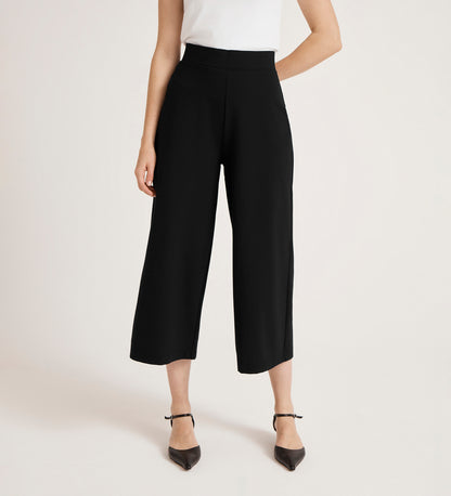 Miribel Black Ponte Jersey Wide Leg Trousers