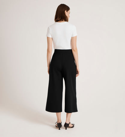 Miribel Black Ponte Jersey Wide Leg Trousers