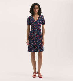トップス Organdy tiered cami dress (Navy flower) Misha Navy Flower Jersey Short Tiered Dress – Finery London