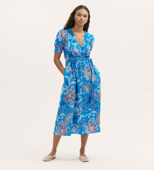 Nicoleta Blue Floral Midi Dress