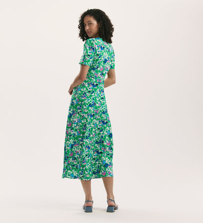 Nieve Green Floral Crepe Midi Tea Dress Finery London Nieve Green Floral Crepe Midi Tea Dress Finery London