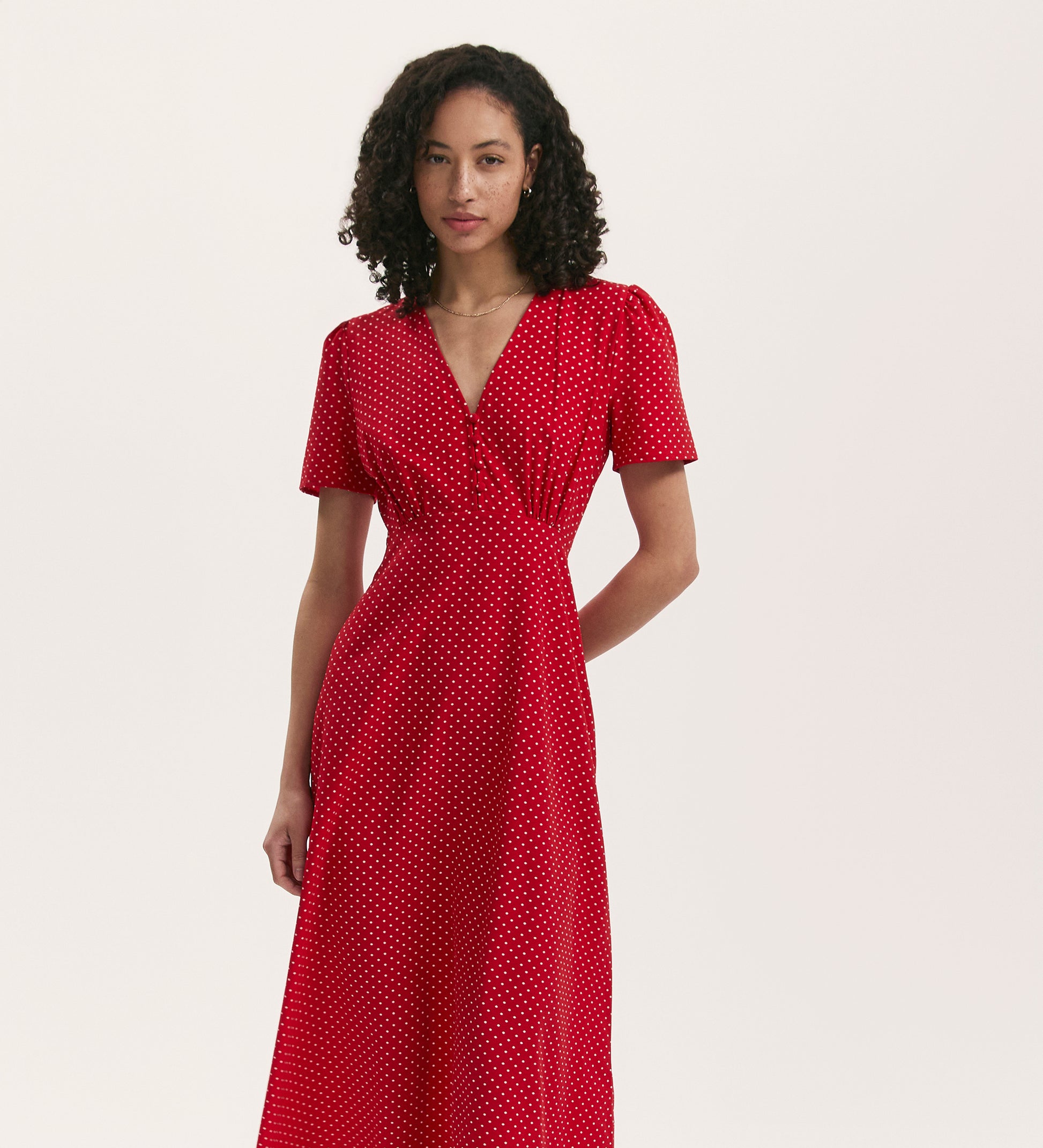 Red Polka Dot Midi Dress | Finery London Red Polka Dot Midi Dress | Finery London