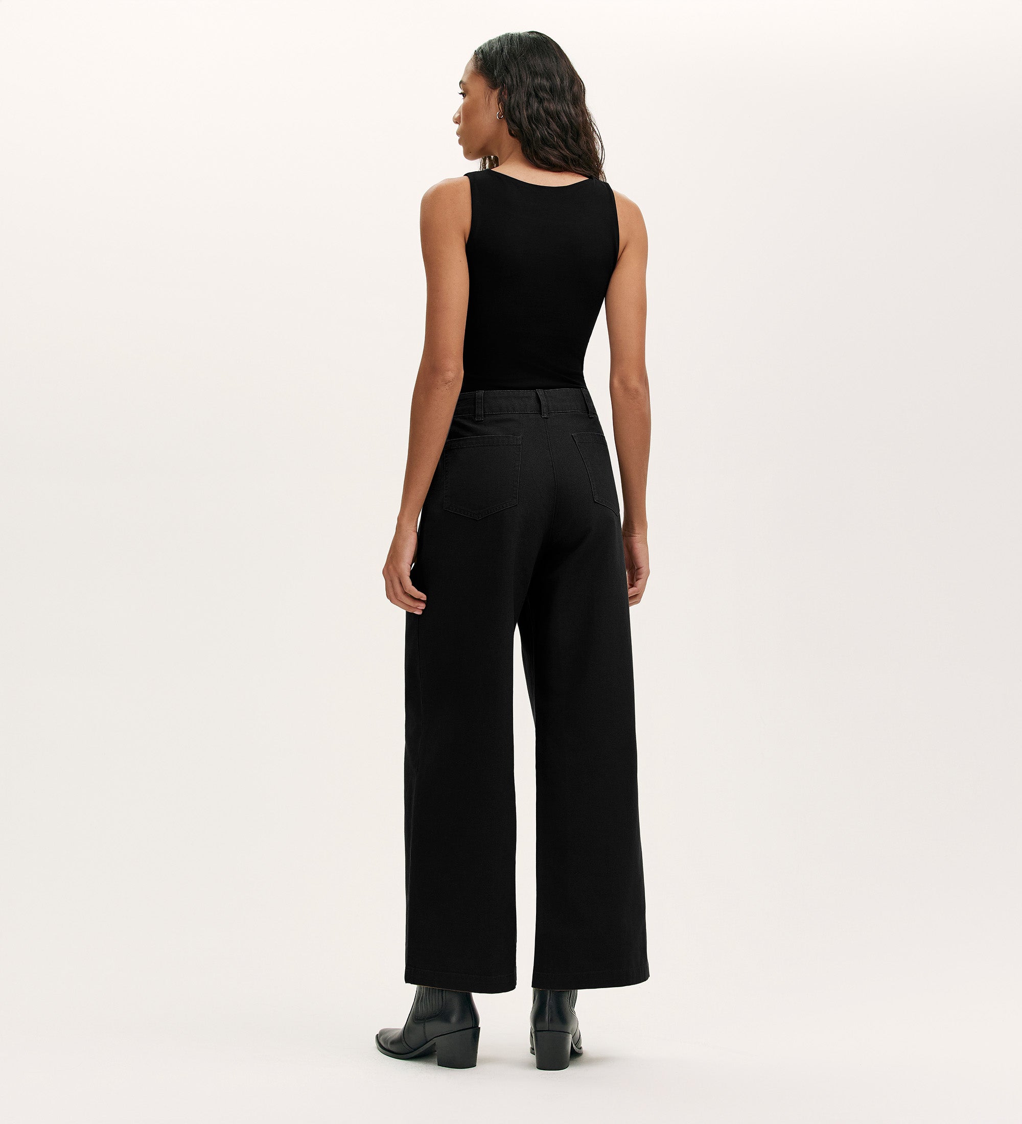 Olive Black Canvas Wide Leg Trousers – Finery London