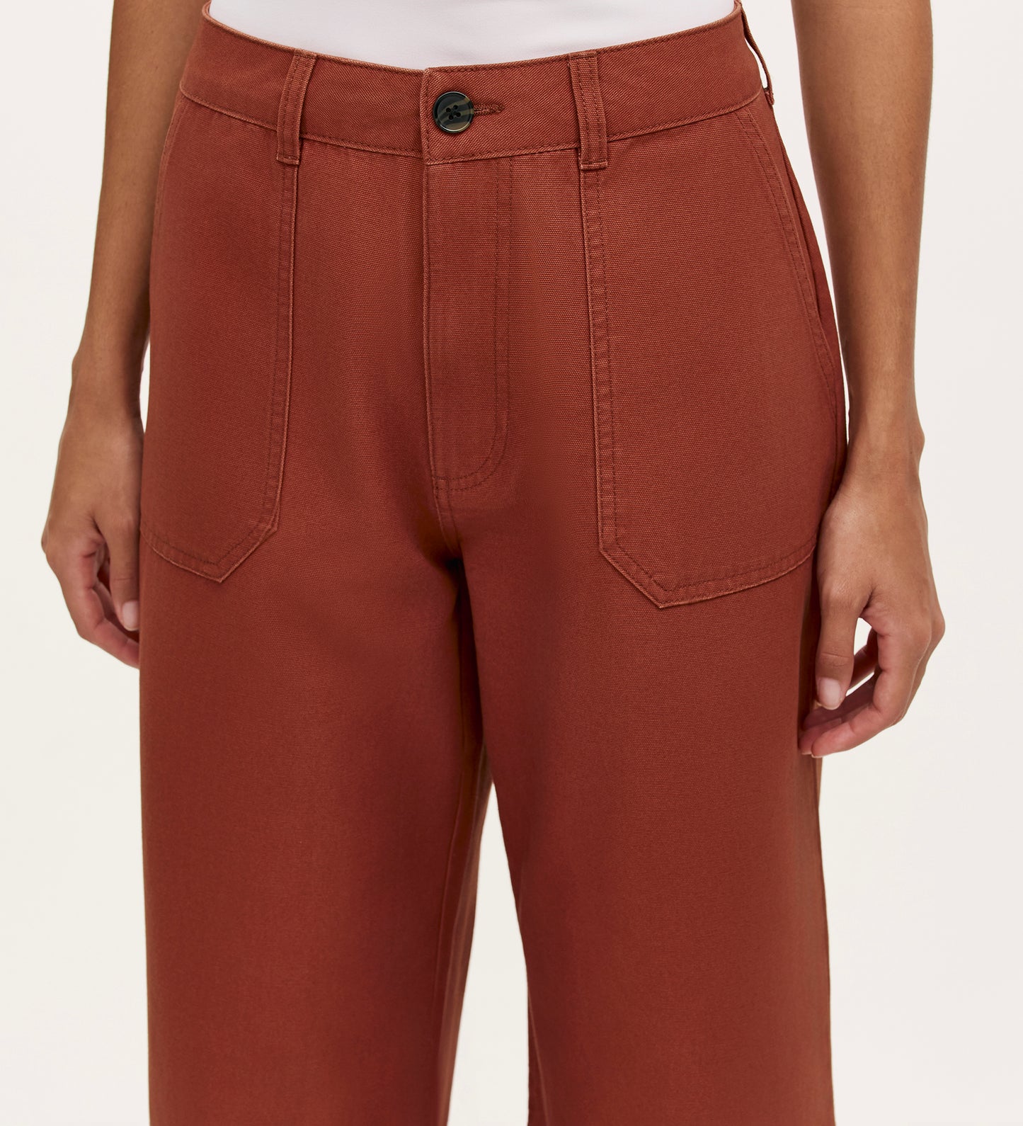 Olive Terracotta Canvas Wide Leg Trousers