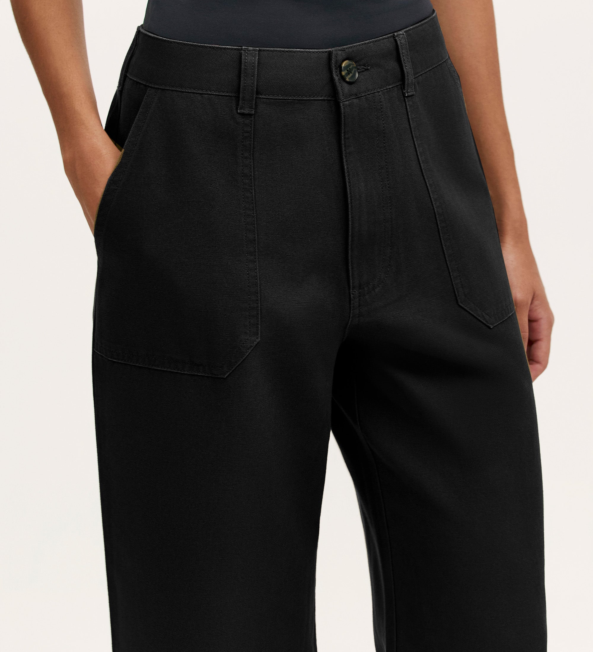 Olive Black Canvas Wide Leg Trousers – Finery London