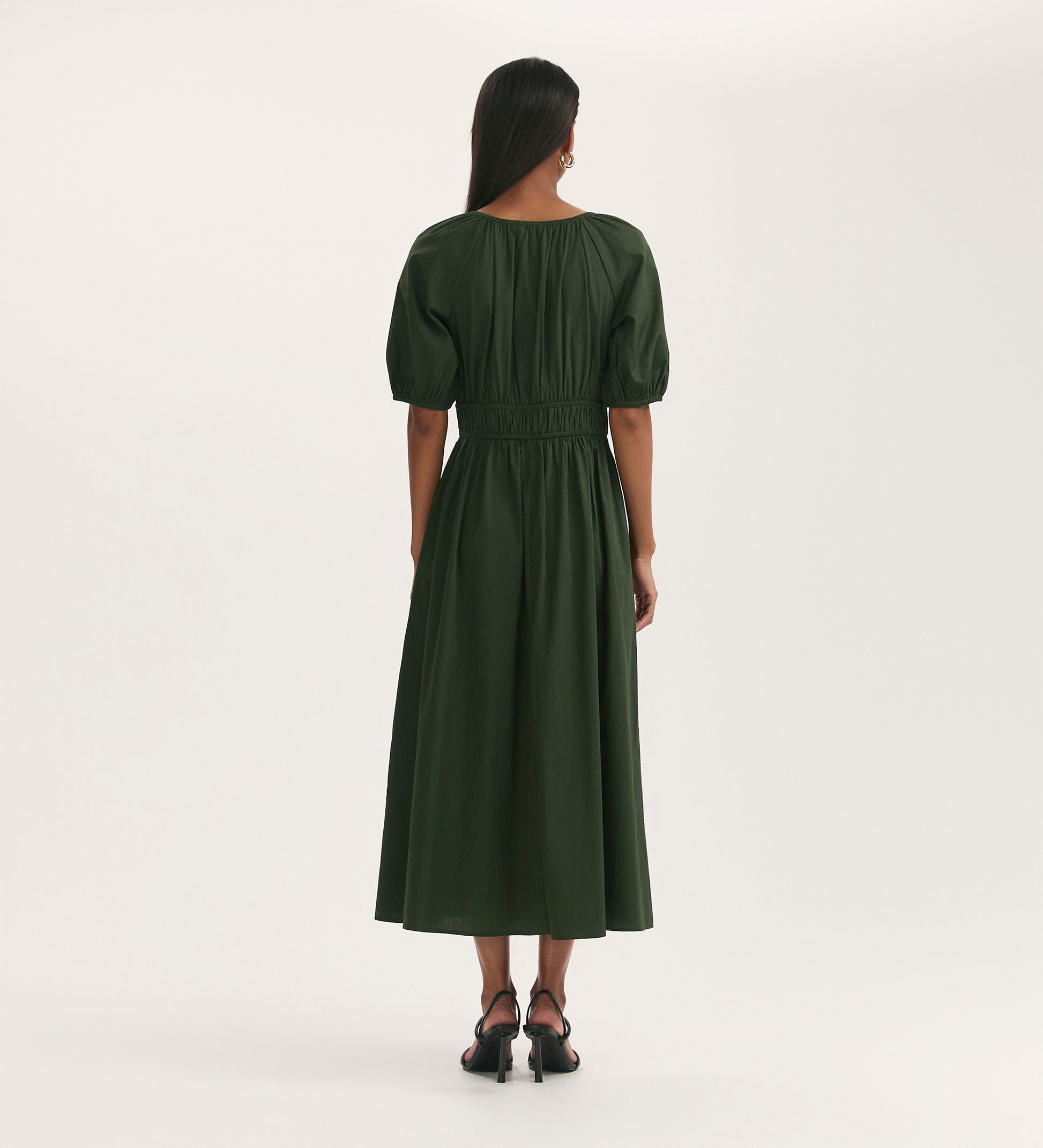 Piper Dark Khaki Cotton Midi Smock Dress Finery London Piper Dark Khaki Cotton Midi Smock Dress Finery London