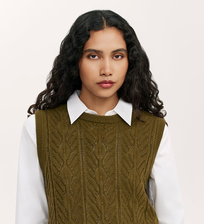 Prim Khaki Knitted Vest
