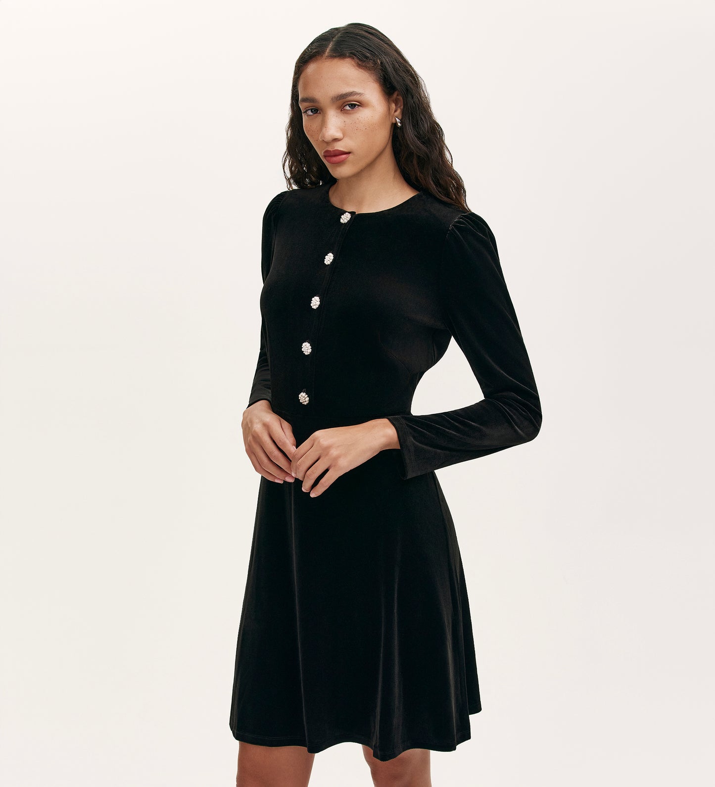 Rae Black Velvet Short Dress