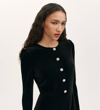 Rae Black Velvet Short Dress