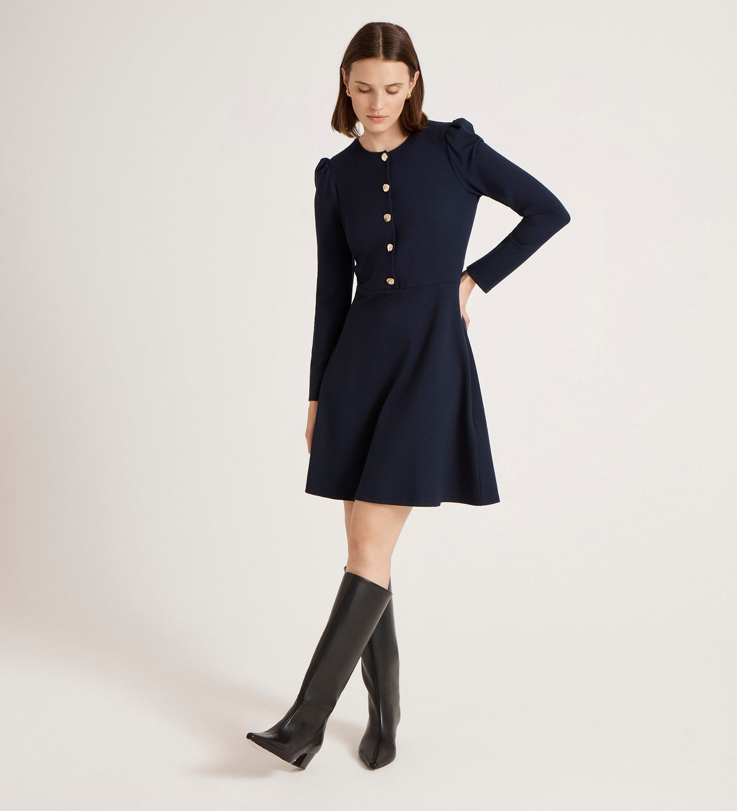 Rae Navy Ponte Jersey Short Dress