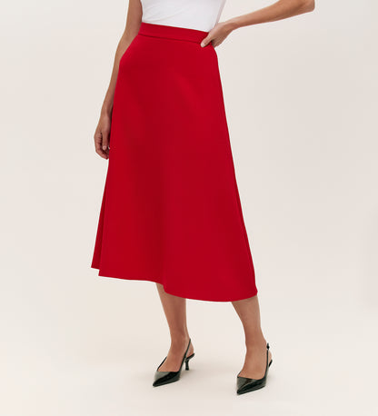 Ramona Red Rich Crepe Midi Skirt