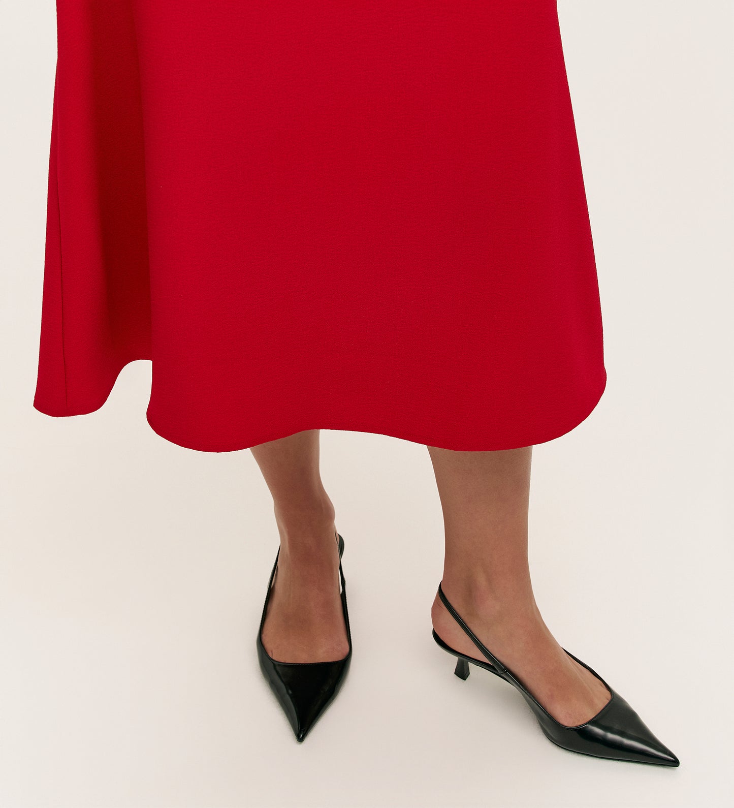 Ramona Red Rich Crepe Midi Skirt