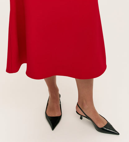 Ramona Red Rich Crepe Midi Skirt