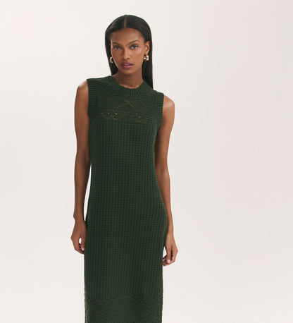 Ravi Khaki Sleeveless Crochet Midi Dress Finery London Ravi Khaki Sleeveless Crochet Midi Dress Finery London