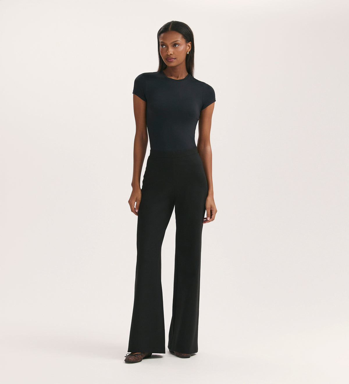 Reyna Black Ponte Jersey Wide Leg Trousers