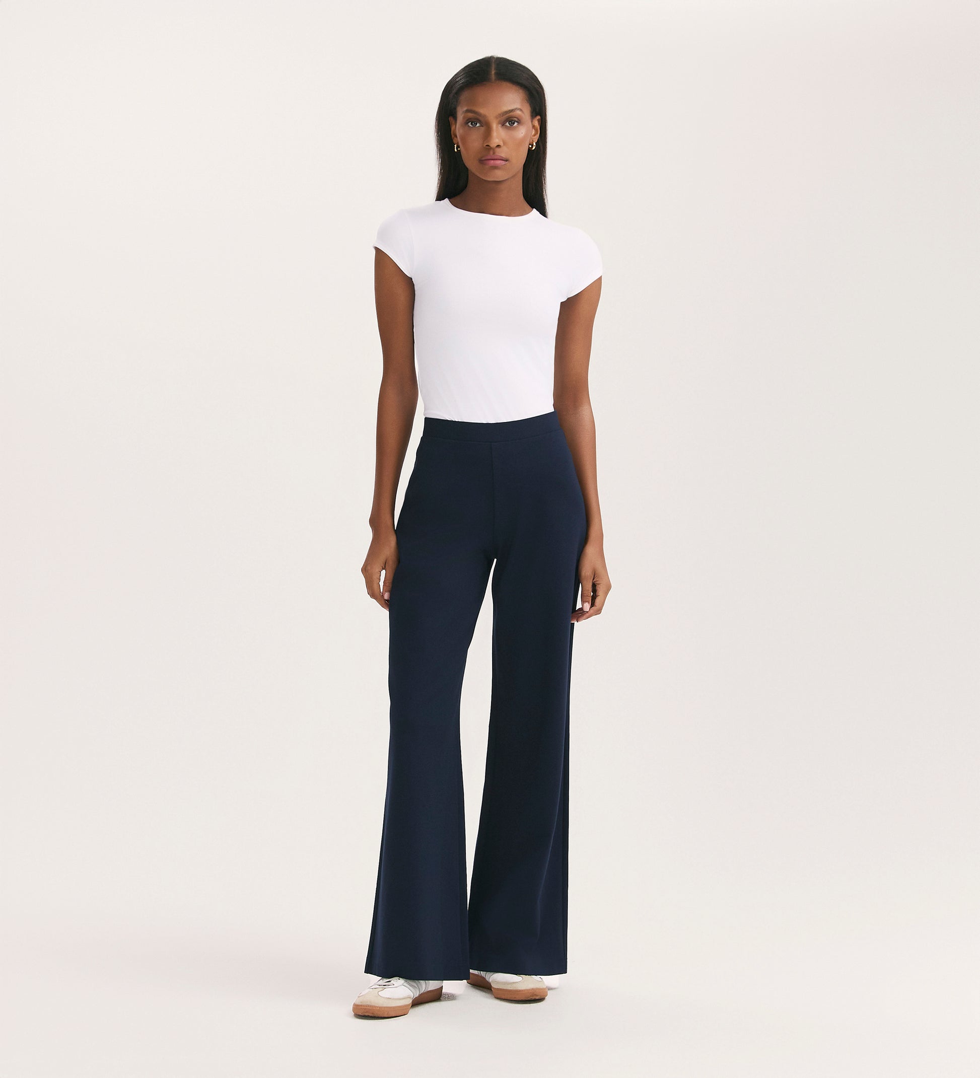 Reyna Navy Ponte Jersey Wide Leg Trousers – Finery London