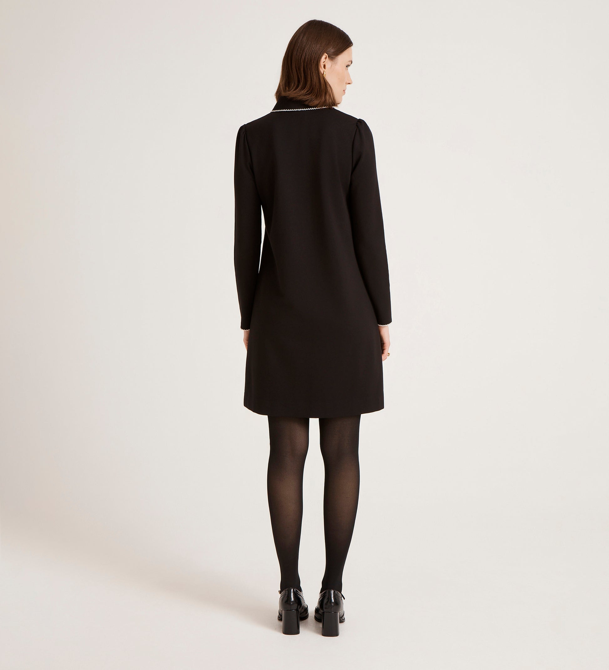 knee length dresses for ladies Ronnie Black Ponte Jersey Mini Dress Finery London