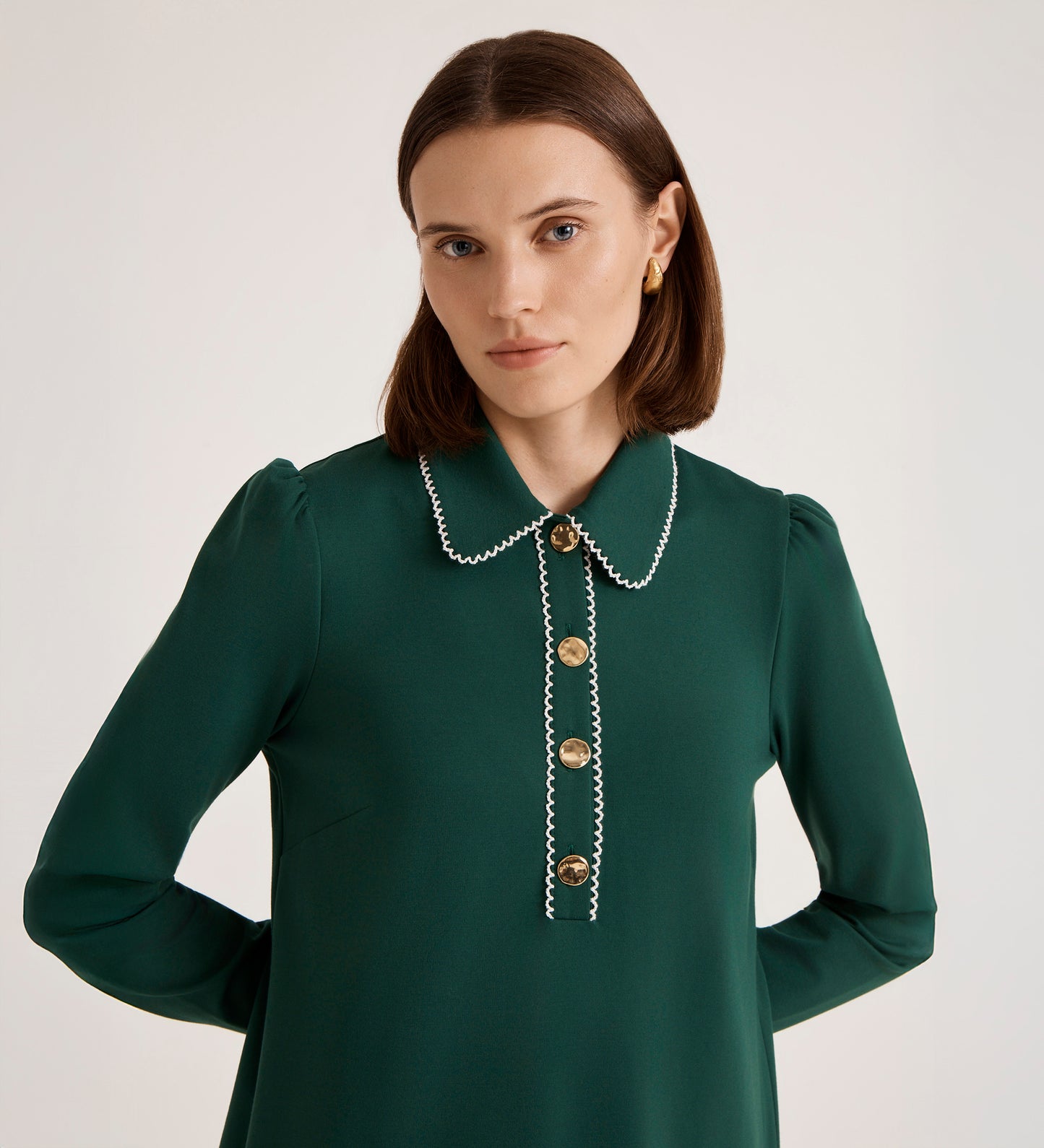 Ronnie Bottle Green Ponte Jersey Mini Dress