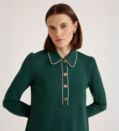 Ronnie Bottle Green Ponte Jersey Mini Dress