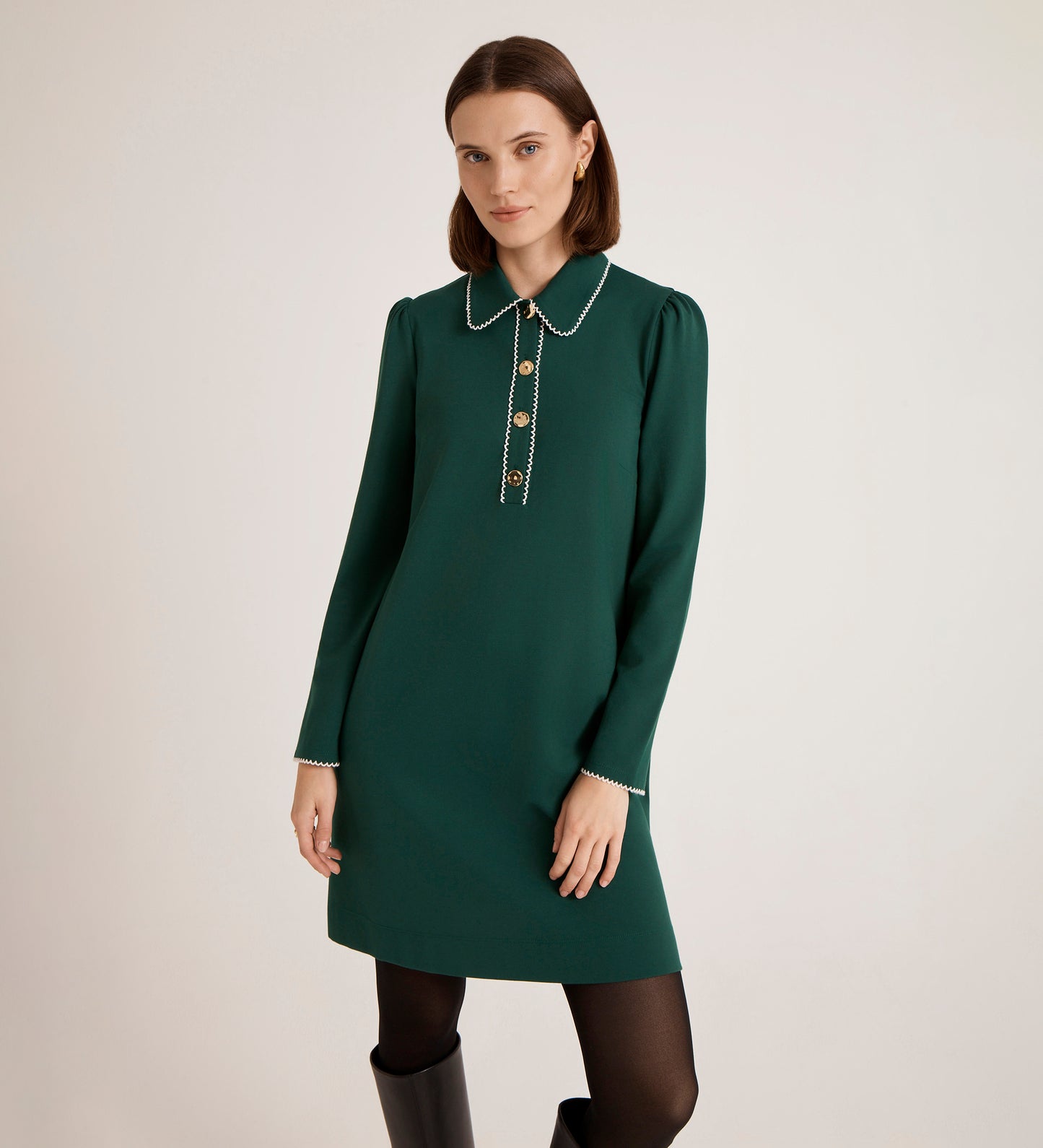 Ronnie Bottle Green Ponte Jersey Mini Dress