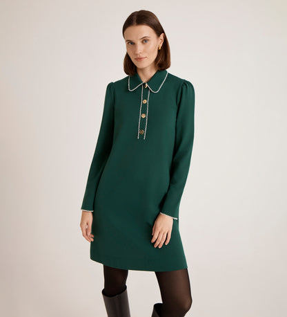 Ronnie Bottle Green Ponte Jersey Mini Dress