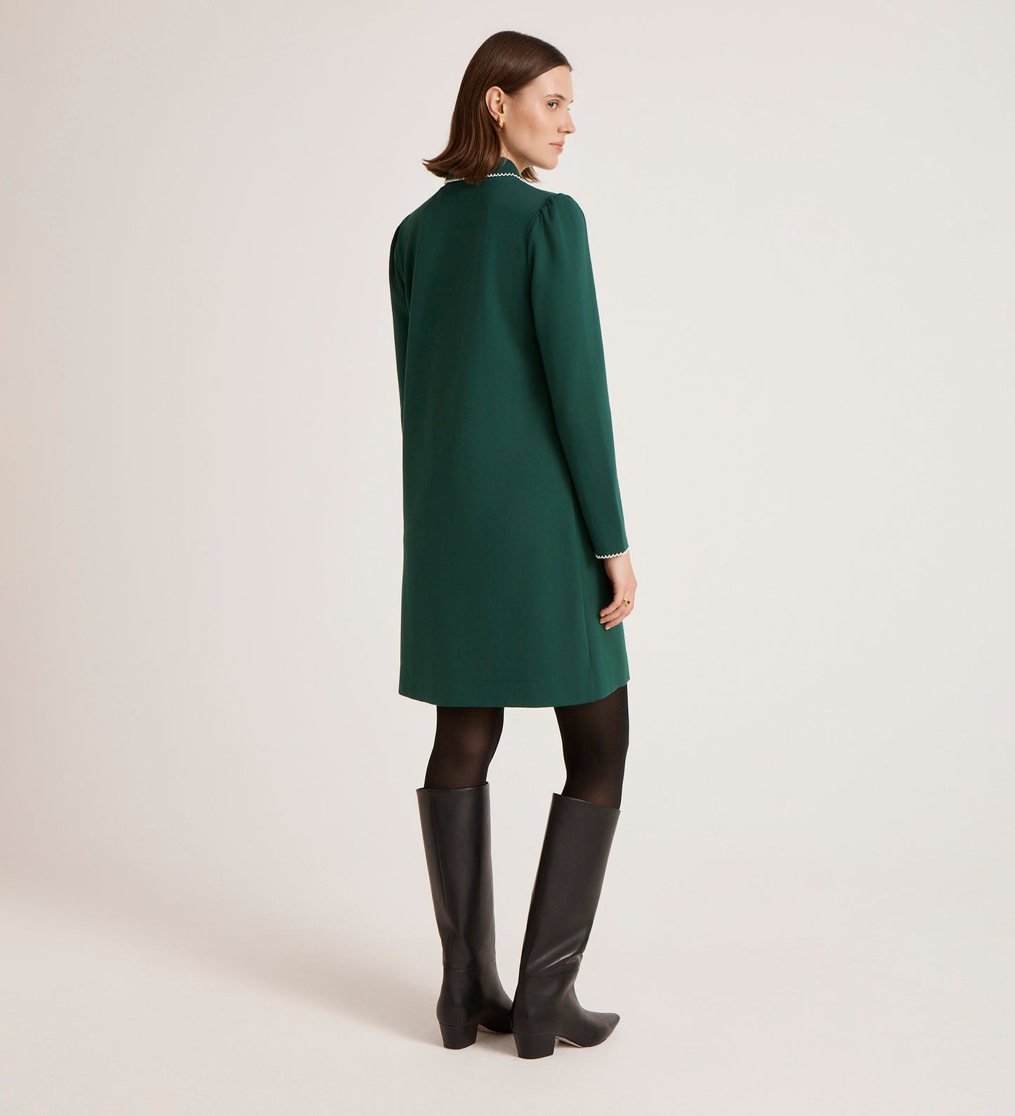 Ronnie Bottle Green Ponte Jersey Mini Dress