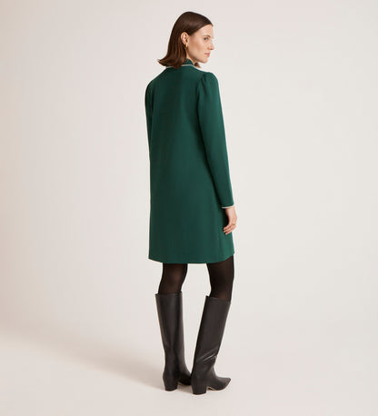 Ronnie Bottle Green Ponte Jersey Mini Dress