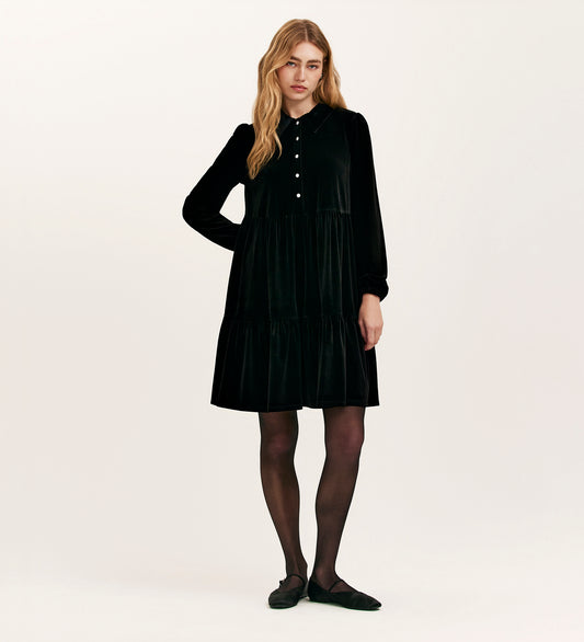 Rosanna Black Velvet Short Dress
