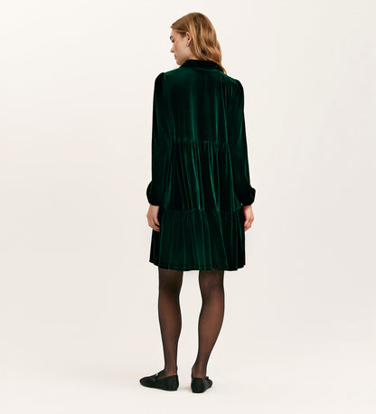 Rosanna Bottle Green Velvet Short Dress